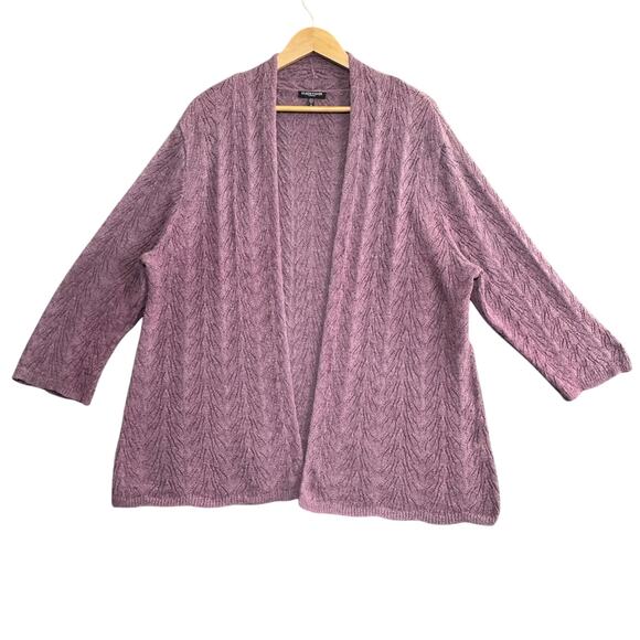 EILEEN FISHER 3X Italian Yarn Wave Knit Cardigan Pink Purple Cozy Grannycore - Picture 1 of 11